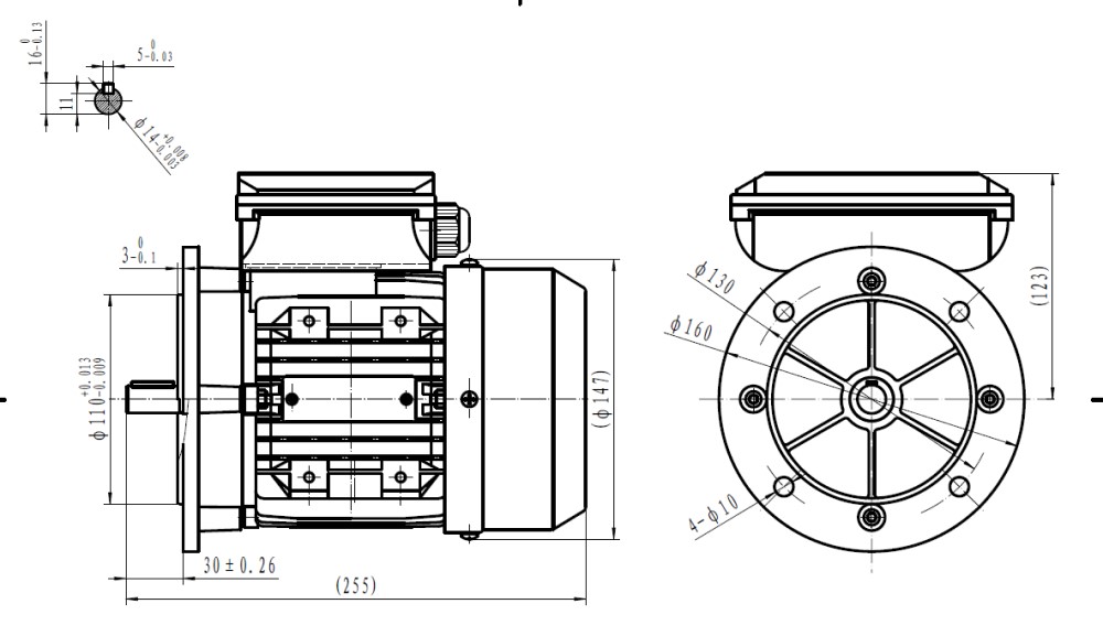 Single Phase 230v Electric Motor, 0.25Kw 4 pole 1415rpm with flange mount