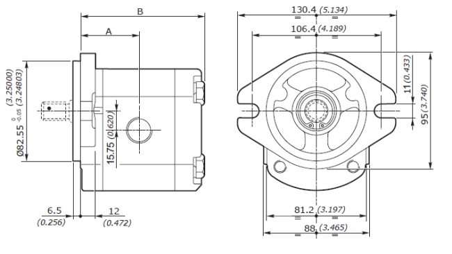 Galtech Hydraulic Gear Pump, Gp2, 4.0CC, Clockwise, 1/2" BSP Inlet, & Outlet, SAEA 2Bolt 9th Spline