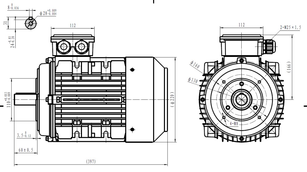 Three Phase 400v Electric Motor, 5.5Kw , D112 Frame, 4 pole 1460rpm with face mount IE3 Three Phase 400v Electric Motor, 5.5Kw , D112 Frame, 4 pole 1460rpm with face mount IE3