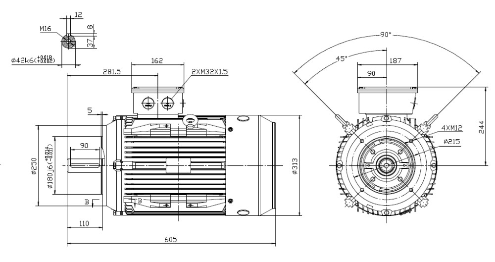 TEC Three Phase 400v Electric Motor, 15.0Kw 4 pole 1500rpm with face