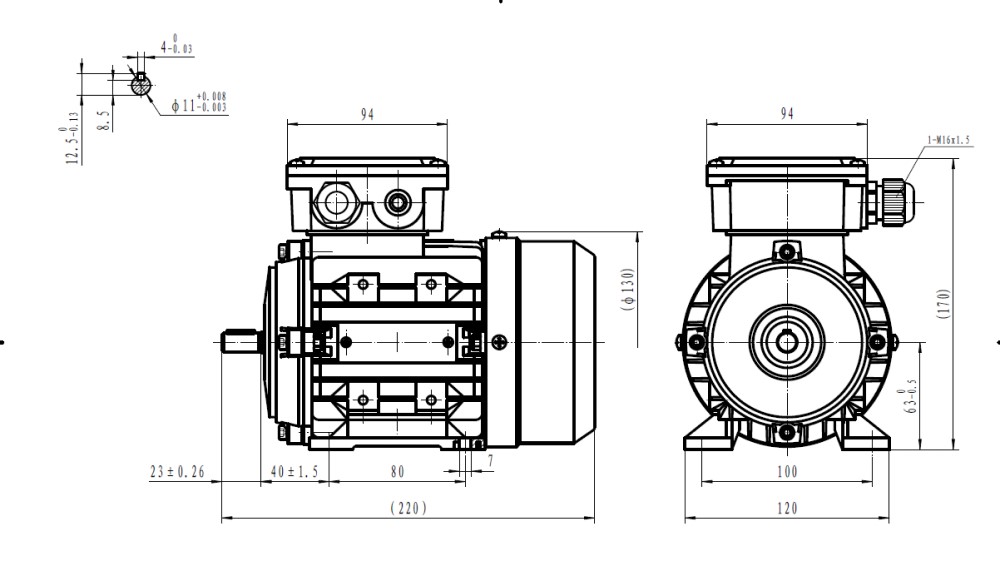Three Phase 400v Electric Motor, 0.18Kw , D63 Frame, 2 pole 2710rpm with foot mount Three Phase 400v Electric Motor, 0.18Kw , D63 Frame, 2 pole 2710rpm with foot mount