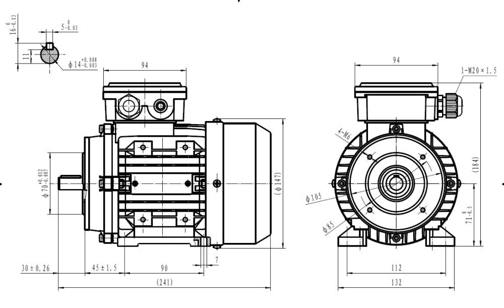 Compact Three Phase 400v Electric Motor, 0.37Kw 4 pole 1500rpm with face and foot mount Compact Three Phase 400v Electric Motor, 0.37Kw 4 pole 1500rpm with face and foot mount