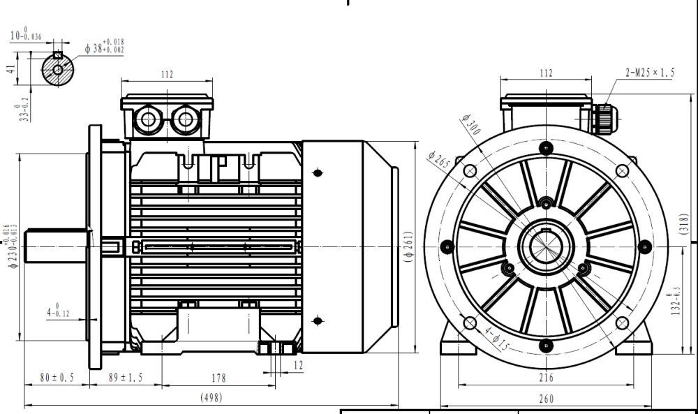 TEC Three Phase 400v Electric Motor, 5.5Kw 2 pole 3000rpm with flange and foot mount Electric
