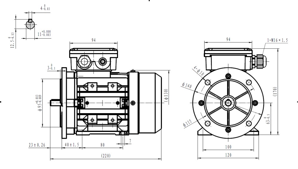 Three Phase 400v Electric Motor, 0.18Kw , D63 Frame, 2 pole 2710rpm with flange and foot mount Three Phase 400v Electric Motor, 0.18Kw , D63 Frame, 2 pole 2710rpm with flange and foot mount