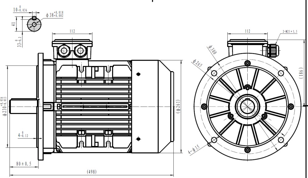 Three Phase 400v Electric Motor, 9.2Kw 4 pole 1500rpm with flange mount IE3