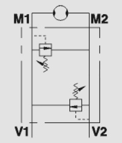 Dual Cross Line Relief Valve 30-180 bar For Danfoss OMP/OMR Motors, VAU 1/2" DE Standard
