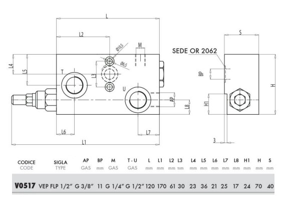 Hydraulic Two Pump Unloading Valve 30PCD Low Pressure Pump, VEP FLP 1/2"