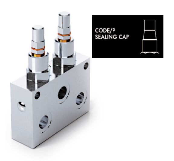 Hydraulic Double Relief Valve, VMPD 3/8", 50-250 Bar, Sealing Cap