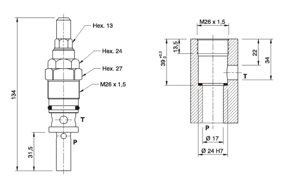 Hydraulic 80 L/min Cartridge Relief Valve VC0800/300 50-300 Bar