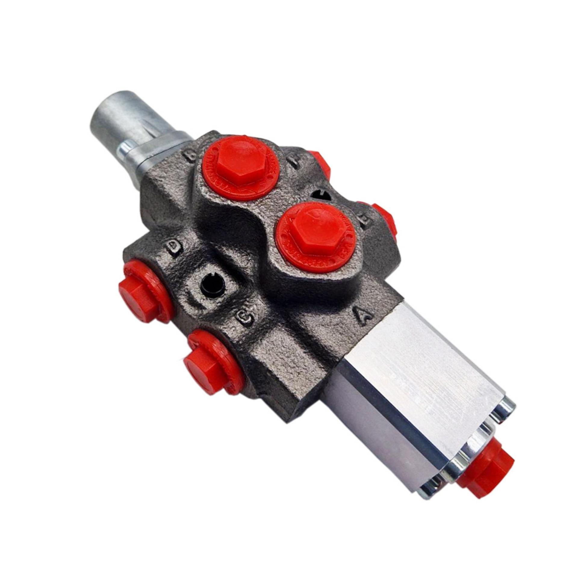 Walvoil, DF5/6A17YMEIA2, 6 Ways, 3/8", Open, Spring Return, High Pressure Pilot, Heavy Spring, Manual Spool Diverter Valve