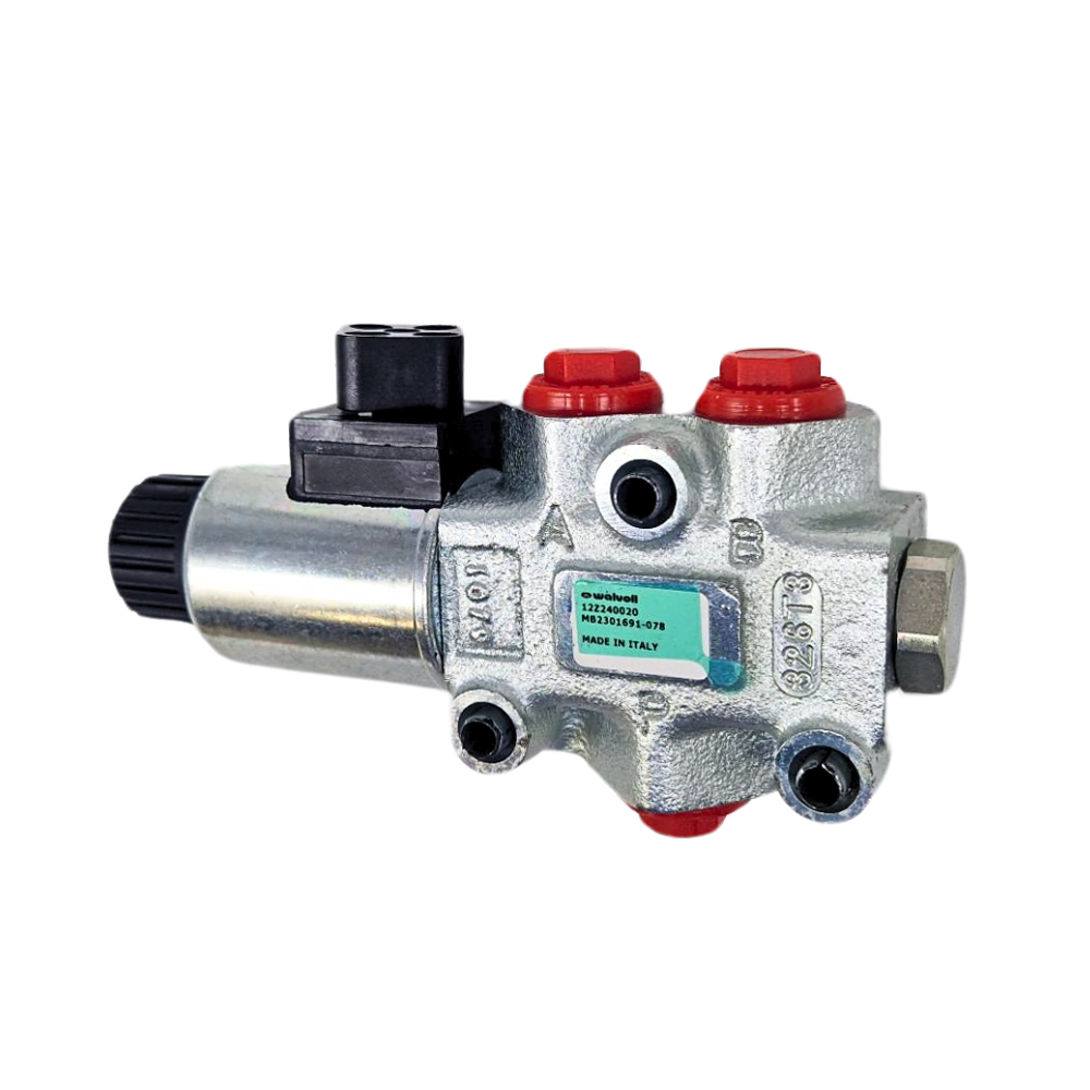 Walvoil, 12V DC, 3 Ways, 3/8" BSP, Open, Galvanized Solenoid Diverter Valve, DFE052/3A18ES-W201-12VDC