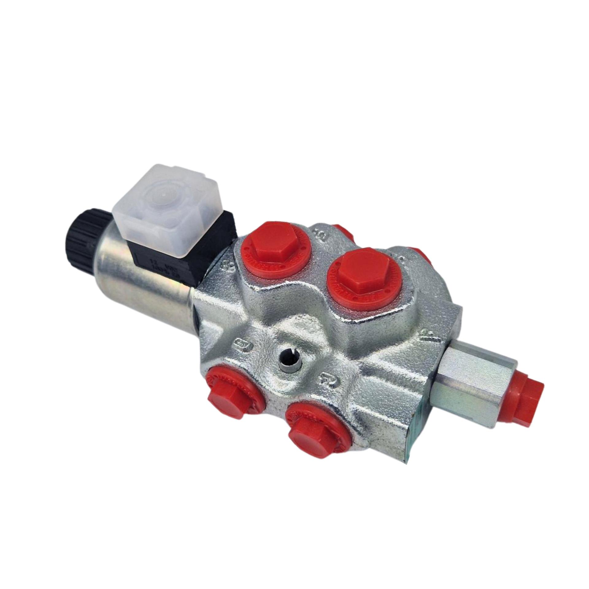 Flowfit 6-Way Hydraulic Solenoid Diverter Valve - 12V DC, 3/8 BSP Ports, 50 L/Min