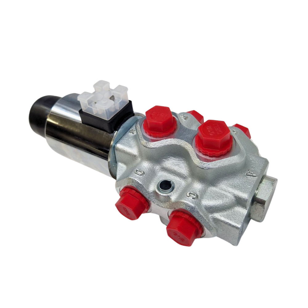 Walvoil, 12V DC, 6 Ways, 1/2" BSP, Open Centre, Galvanized Solenoid Diverter Valve, DFE102/6A18ES-W202-12VDC-CRZ