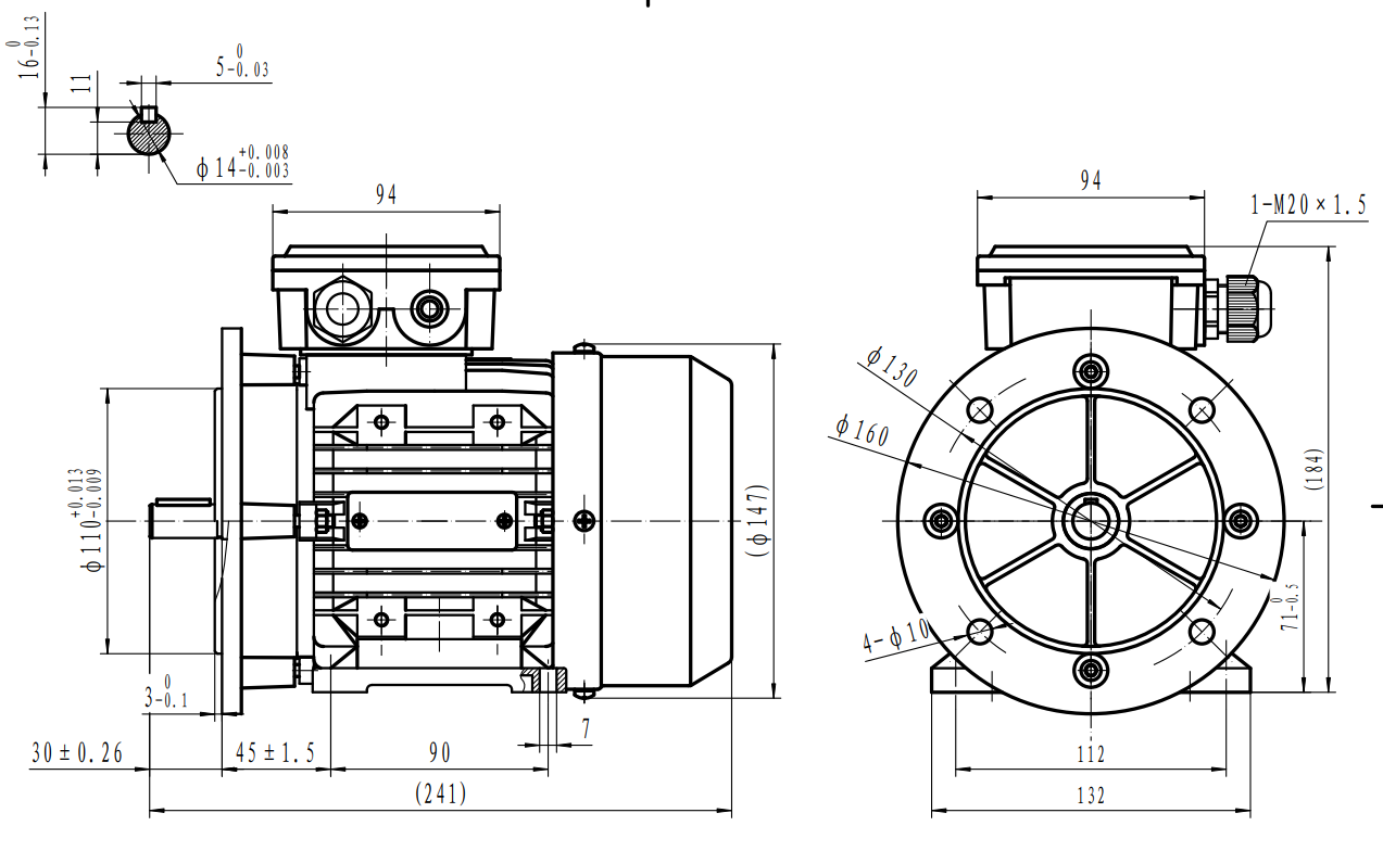 Three Phase 400v Electric Motor to suit 71 Frame, 0.55Kw 4 pole 1400rpm with flange and foot mount Three Phase 400v Electric Motor to suit 71 Frame, 0.55Kw 4 pole 1400rpm with flange and foot mount