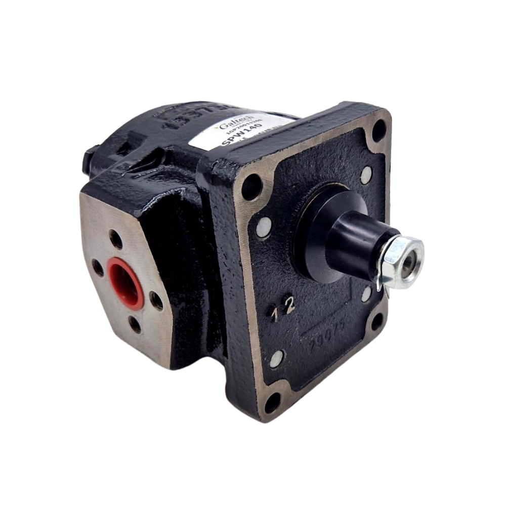 Galtech 14cc/Rev Clockwise Cast Iron Gear Pump, 2SPW, Group 2, 1/8 Taper, 4 Bolt, Elbow Ported