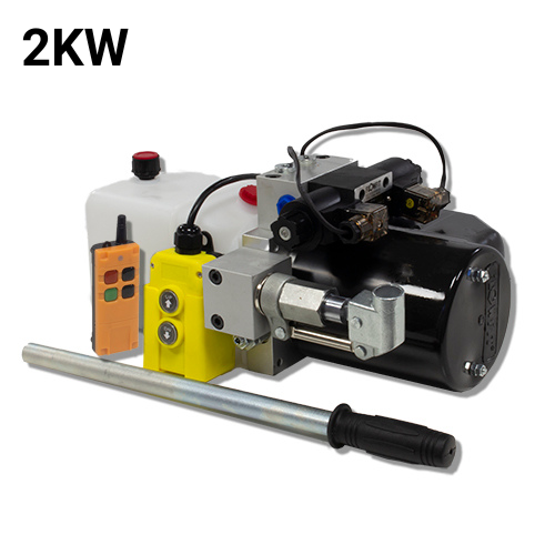 Flowfit 24V DC Double Acting Hydraulic Power pack 2KW with 2.5L Tank, Back Up Hand Pump & Wireless Remote