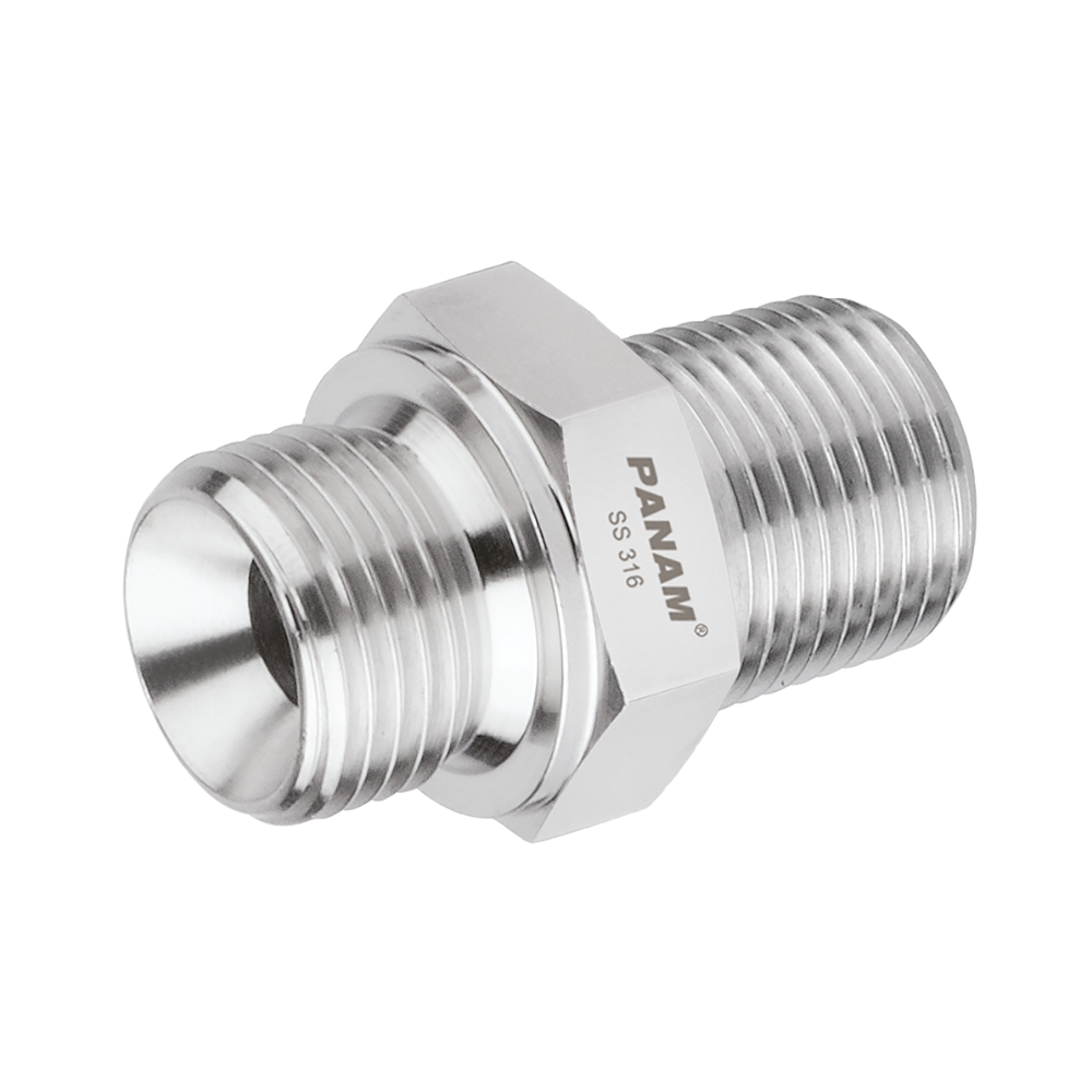 Stainless Steel, BSP Male x NPT Male, 3/4 x 3/4 Hydraulic Adaptor