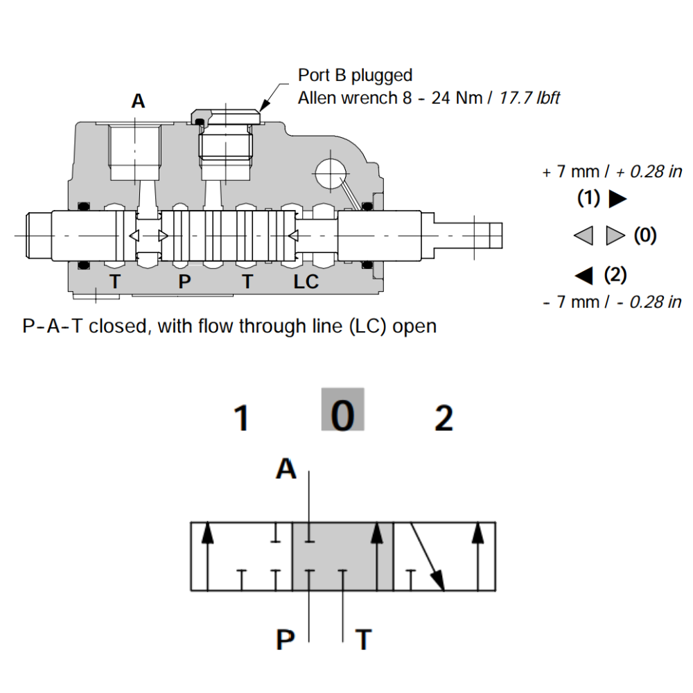 Walvoil Spool 3, SD11, Single Acting on Port A, 3 Positions