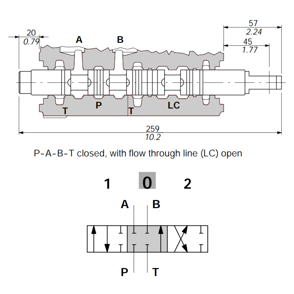 Walvoil Spool 1, SD18, Double Acting, 3 Position, A/B Closed in Neutral