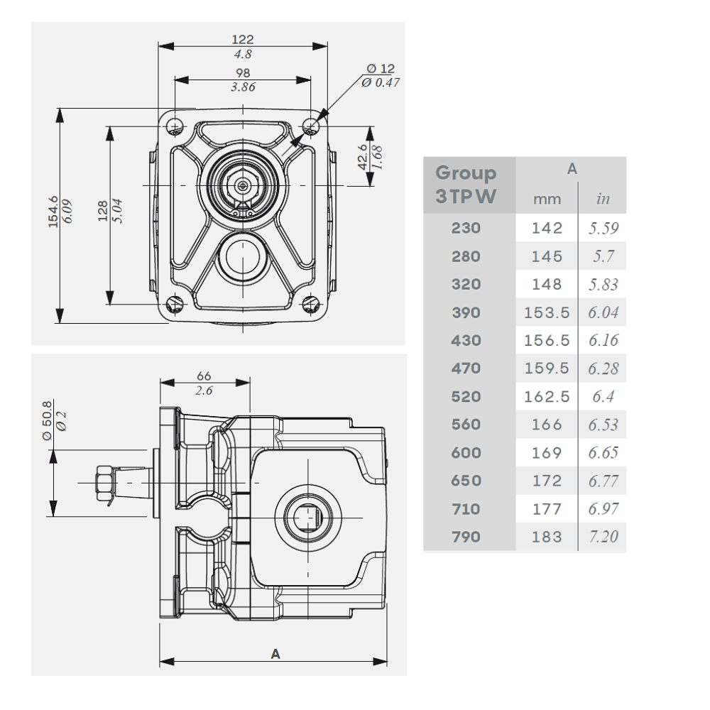Walvoil 3TPW Hydraulic Cast Iron Gear Pump, Group 3, 23.9CC, Clockwise, 1" BSP Inlet & 3/4" BSP Outlet, EU 4 Bolt 1/8 Taper