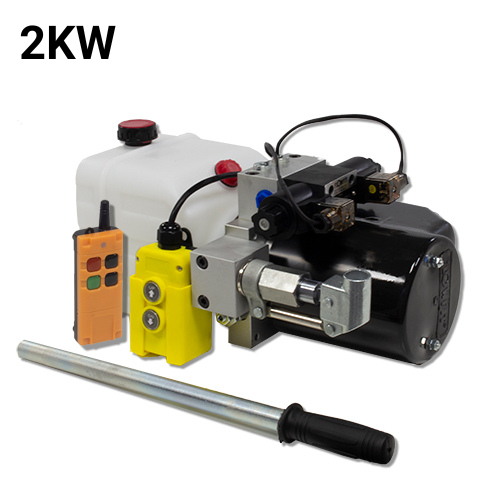 Flowfit 24V DC Double Acting Hydraulic Power pack 2KW with 4.5L Tank, Back Up Hand Pump & Wireless Remote