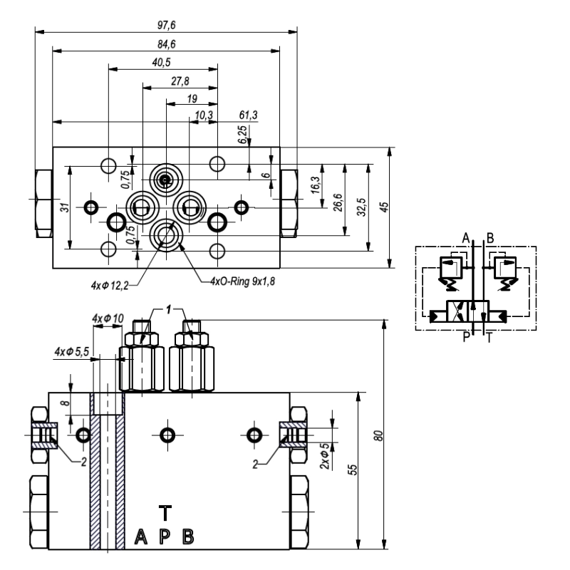 CETOP 3 Automatic Reciprocating Valve, 40 L/min, 50–200 Bar