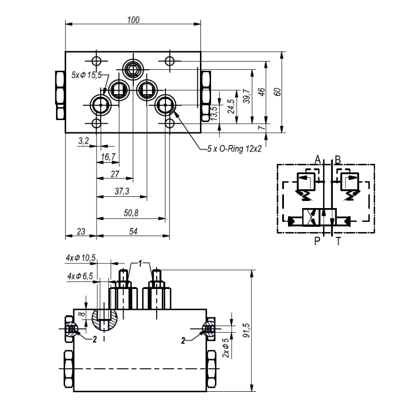 CETOP 5 Automatic Reciprocating Valve, 80 L/min, 50–200 Bar