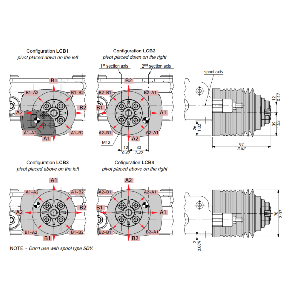 Walvoil SD11 Joy Stick Control Kit, 2 Sections, Type LCB