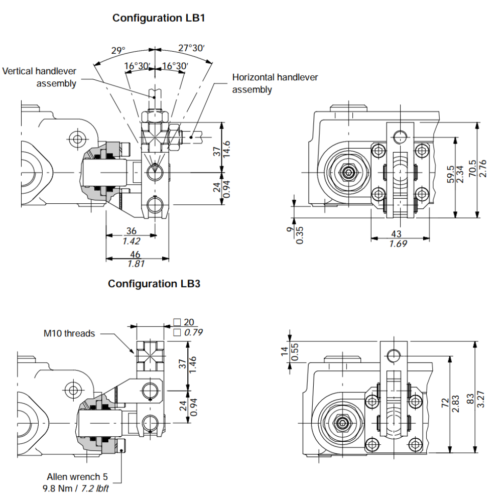 Walvoil Steel Lever Kit, Type LB for SD11, SD14, SDS180