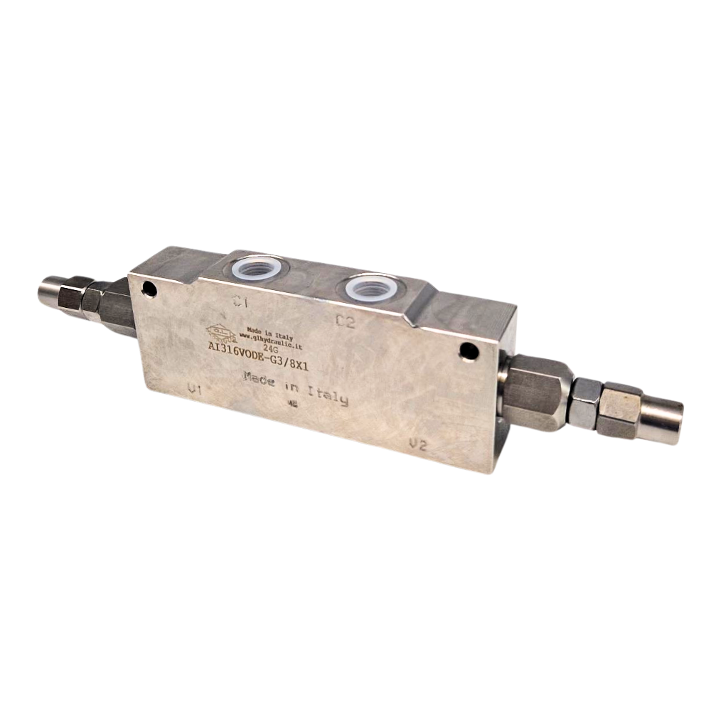 Stainless Steel 3/8" BSP Dual Pilot Assisted Overcentre Valve