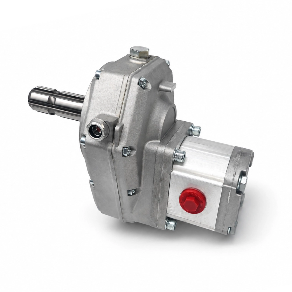 Hydraulic PTO Gearbox Aluminium Male Shaft Ratio 1:3 Group 2 Pump Assembly, 4cc, 6.50 L/Min, 270 Bar Hydraulic PTO Gearbox Aluminium Male Shaft Ratio 1:3 Group 2 Pump Assembly, 4cc, 6.50 L/Min, 270 Bar