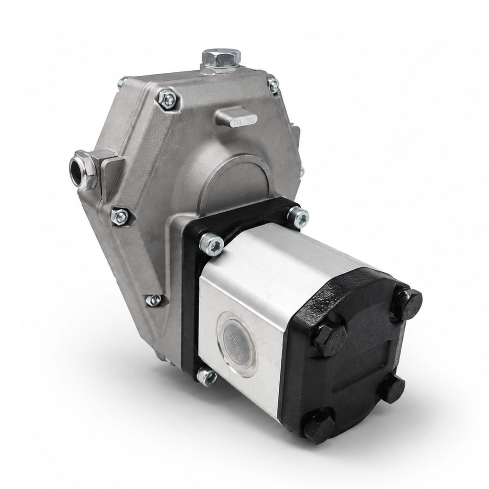 Hydraulic PTO Gearbox Aluminium Female Shaft Ratio 1:3 Group 2 Pump Assembly, 4cc, 6.50 L/Min, 270 Bar Hydraulic PTO Gearbox Aluminium Female Shaft Ratio 1:3 Group 2 Pump Assembly, 4cc, 6.50 L/Min, 270 Bar