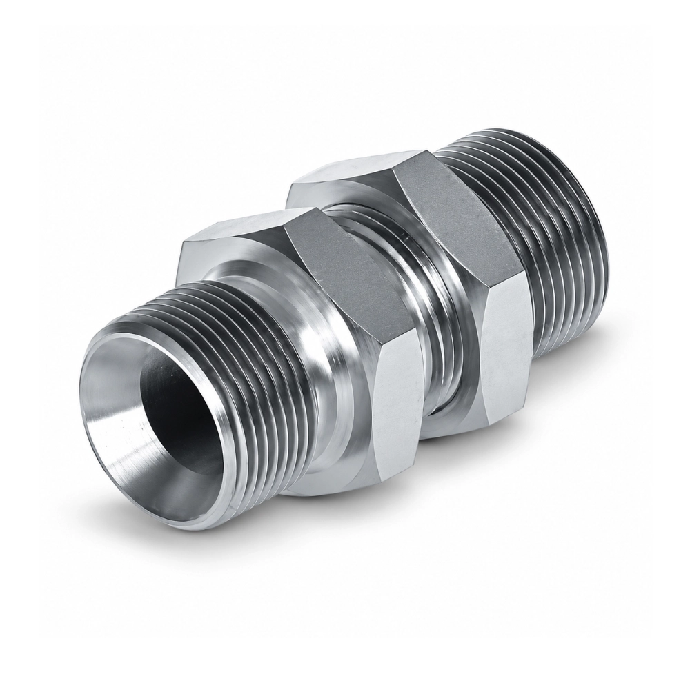 1/8" BSP Male to Male Bulkhead With Locknut Hydraulic Adaptor 1/8" BSP Male to Male Bulkhead With Locknut Hydraulic Adaptor