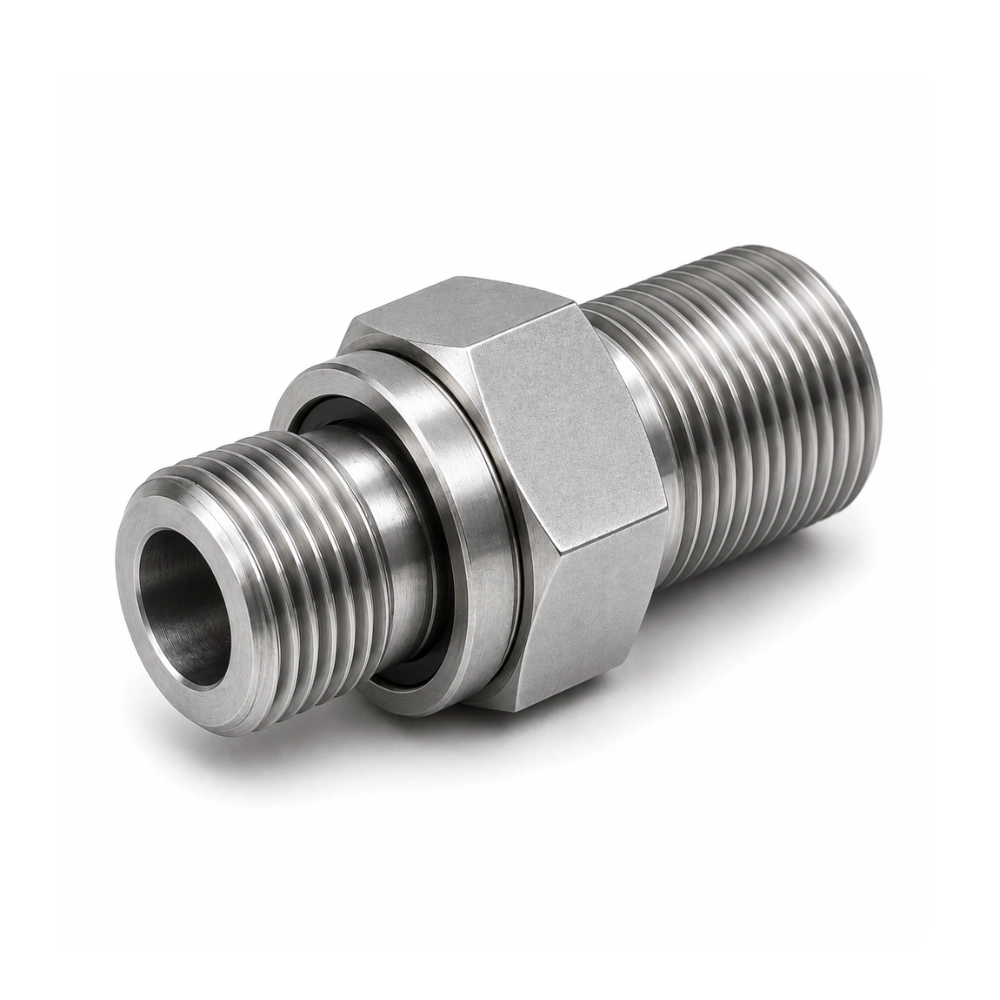 1/4" BSP Captive Seal x 1/4" BSP Male Bulkhead Only Complete With Seal Hydraulic Adaptor