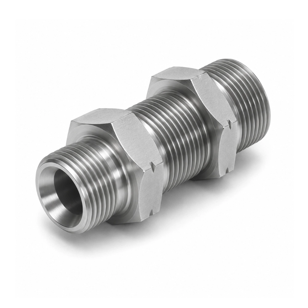 M12 Metric Male to Male 1.5mm Pitch Bulkhead With Nut Hydraulic Adaptor