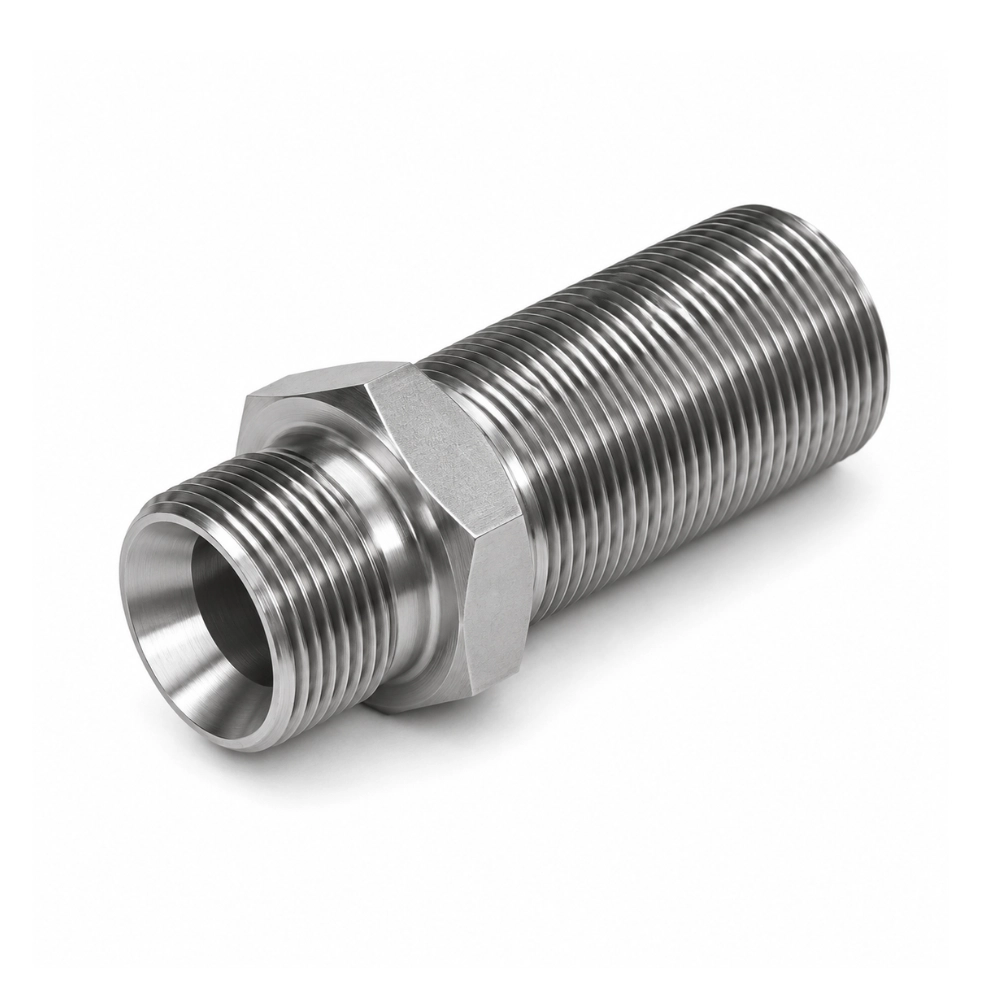 1/4" BSP Male to Male Extended Bulkhead Only Hydraulic Adaptor