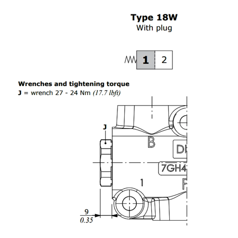 Walvoil, 12V DC, 3 Ways, 3/4" BSP, Open Centre, Solenoid Diverter Valve, DFE20/3A18ESC-W201-12VDC-CRZ