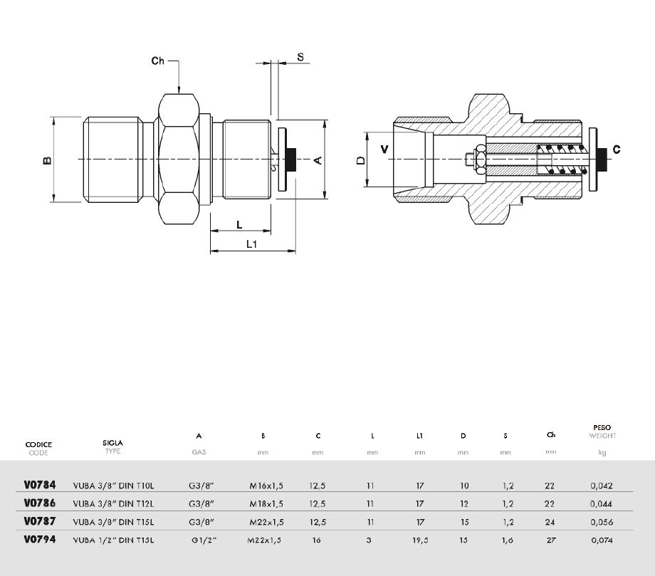 Hydraulic Hose Burst Valve VUBA 3/8" to T10L M16x1.5 DIN 2353