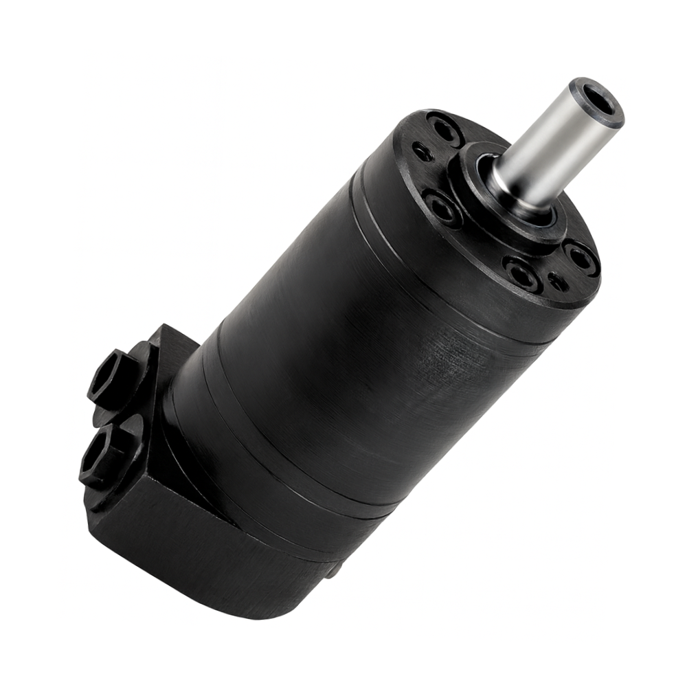 M+S hydraulic mini motor 8 cc/rev, 16mm straight keyed shaft with side ports