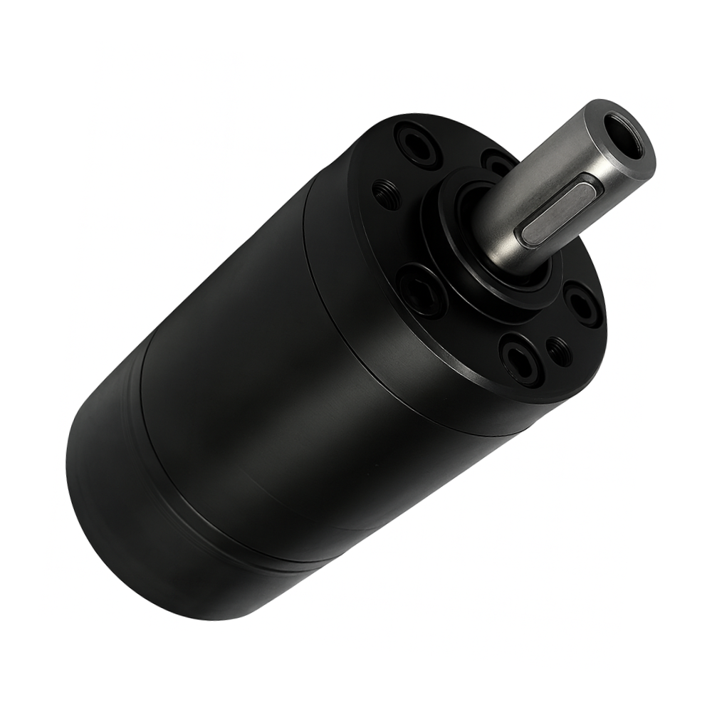 M+S hydraulic mini motor 8 cc/rev, 16mm straight keyed shaft with rear ports