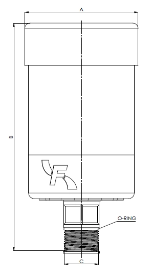 Filtrec FBD desiccant breather dimensions