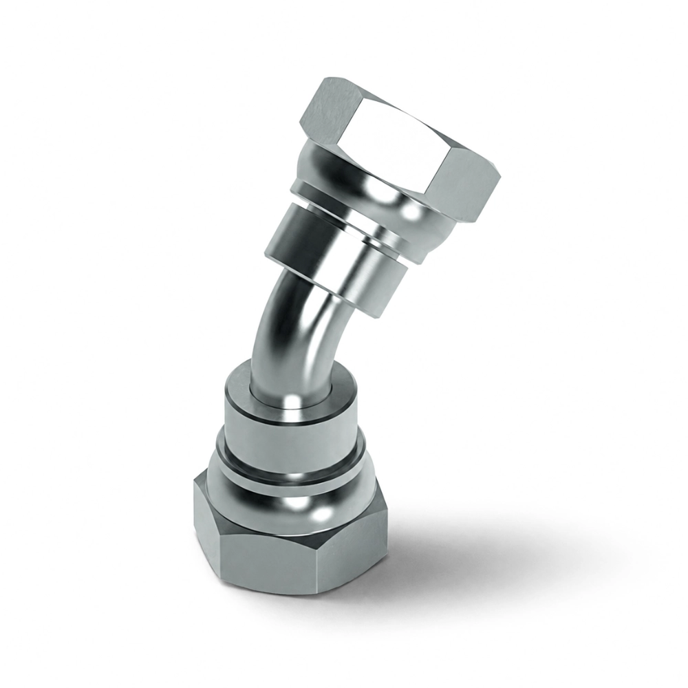 1/4" BSP Swivel Female to Swivel Female 135° Swept Elbow Hydraulic Adaptor