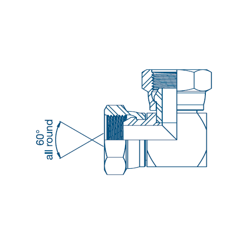 1/8 BSP x 1/8 BSP F/F 90° Compact