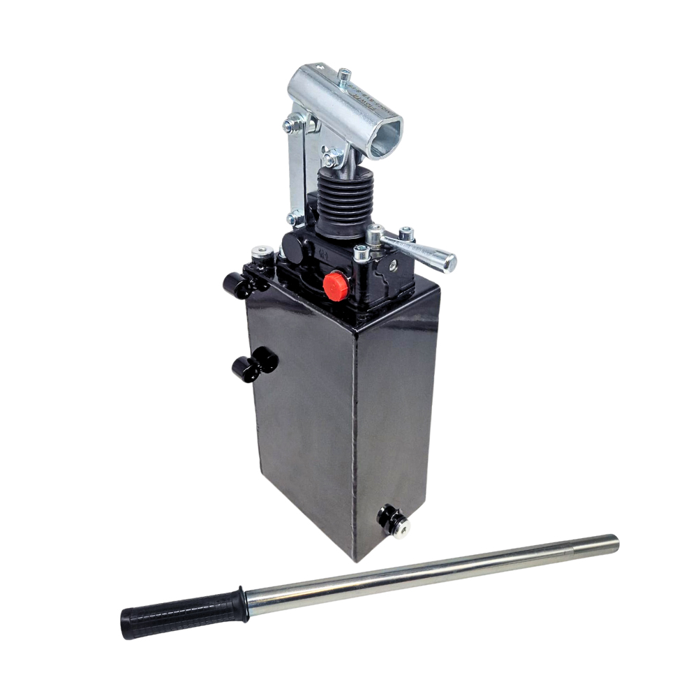 Flowfit Double Acting Hydraulic 25cc Hand Pump Assembly, Without Relief Valve, With 3 Litre Tank and Handlever Flowfit Double Acting Hydraulic 25cc Hand Pump Assembly, Without Relief Valve, With 3 Litre Tank and Handlever