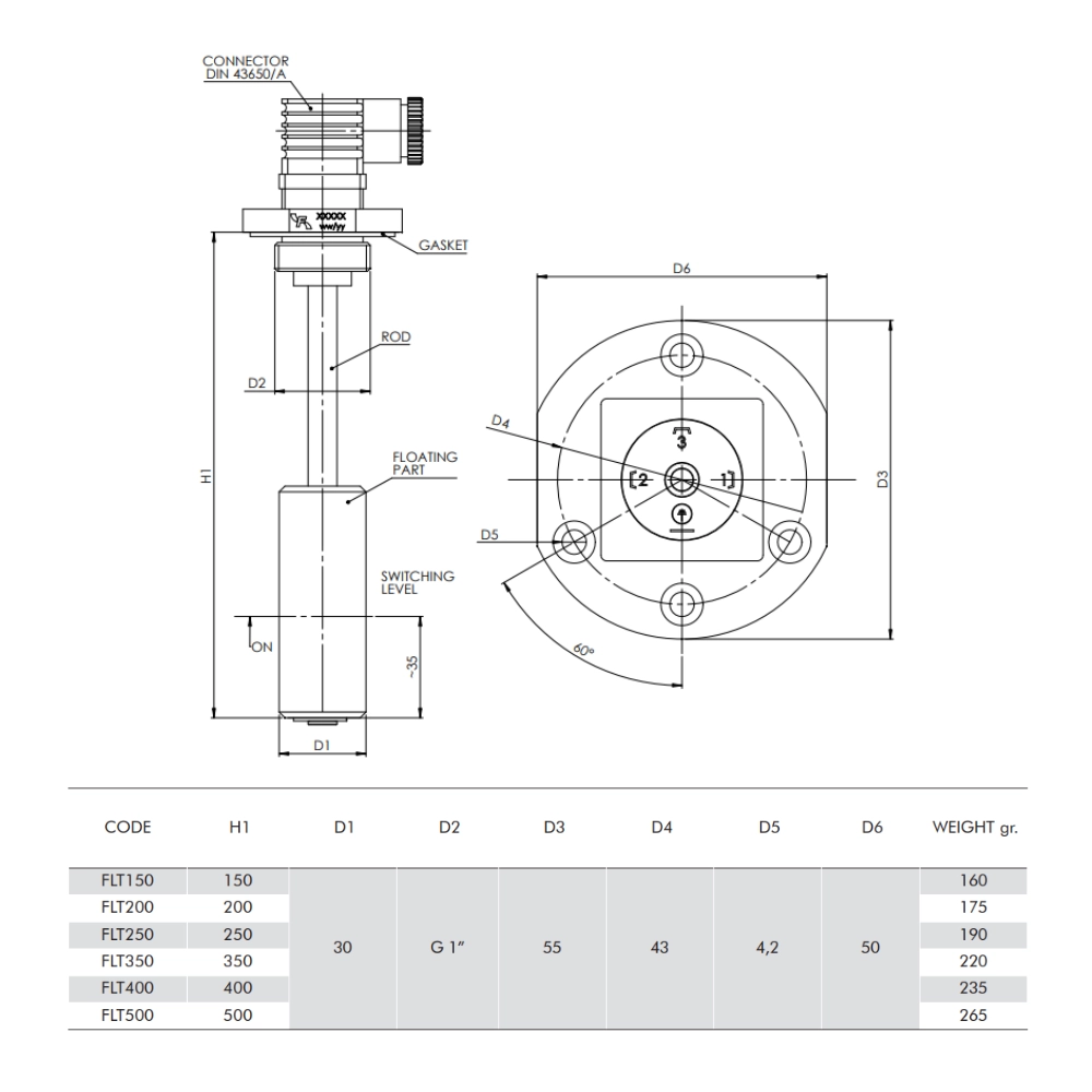 Filtrec FLT 150mm Level & 50°C Temperature Switch - Level Normally Open, Temperature Normally Open Filtrec FLT 150mm Level & 50°C Temperature Switch - Level Normally Open, Temperature Normally Open