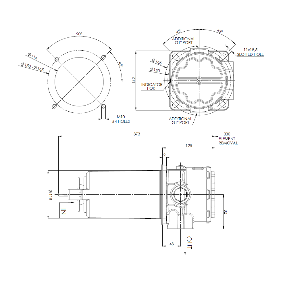 1-1/2" BSP TANK SIDE MULTIPORT SUCTION FILTER, 200MICRON WIRE MESH 200L/MIN C/W MAGNET & 1" BSP OPTIONAL PORTS