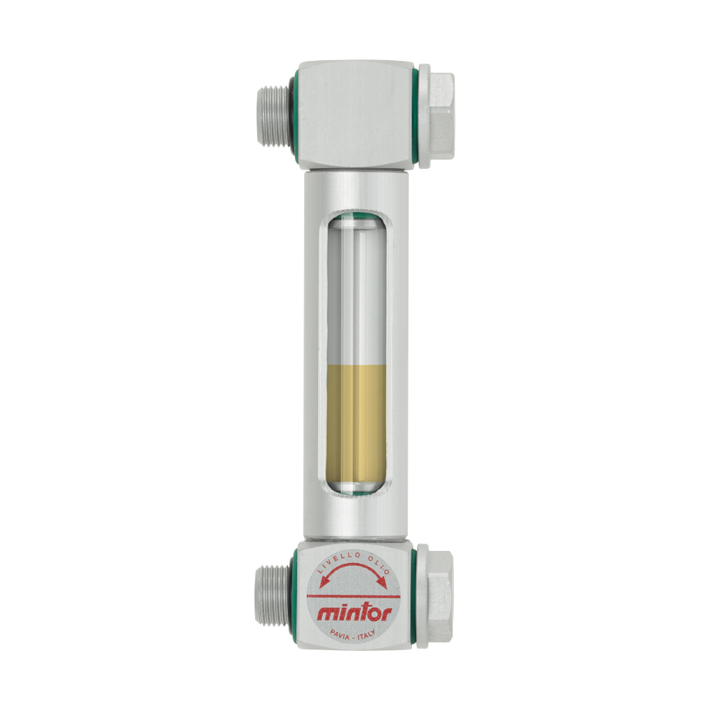 Hydraulic vertical level indicator with double thread, with pyrex glass and protection, 3/8" BSP, L=127, GLVX1G