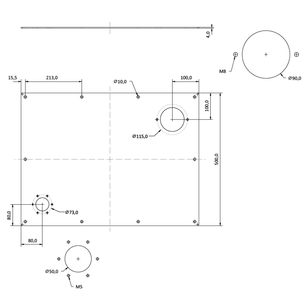 Hydraulic Steel Tank 100 Litre Oil Capacity with Drain Plug, Pre-Drilled Tank Lid and Gasket, Sprayed Black