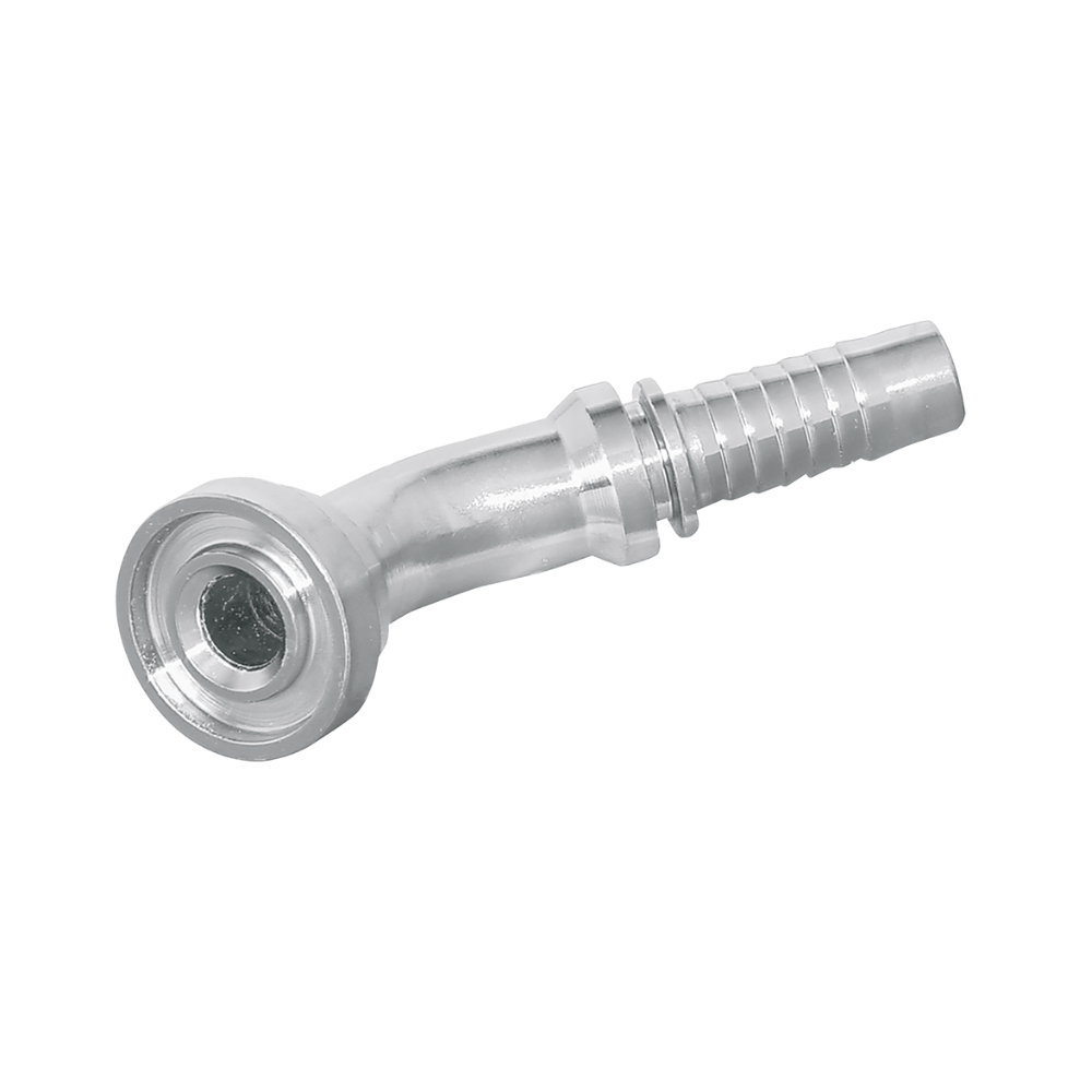1" Flange x Hose Tail, 6000 PSI, 45° Swept Elbow, To Suit 3/4" Hose ID