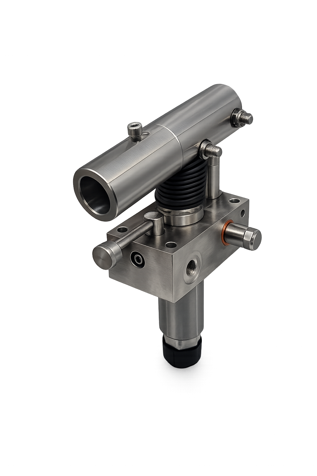 GL Stainless Steel Double Stroke Handpump for a Double Acting Cylinder with 4 Way, 3 Position Closed Centre